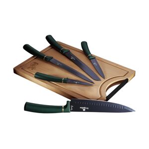 BerlingerHaus BerlingerHaus - Sada nerezových nožov s bambusovou doskou 6 ks zelená
