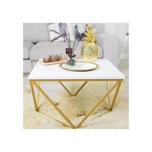 HowHomely Konferenčný stolík CURVED 62x62 cm zlatá/biela