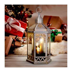 LED vianočný lampáš biely 33cm 3x LED sviečka 3x AAA 1V266